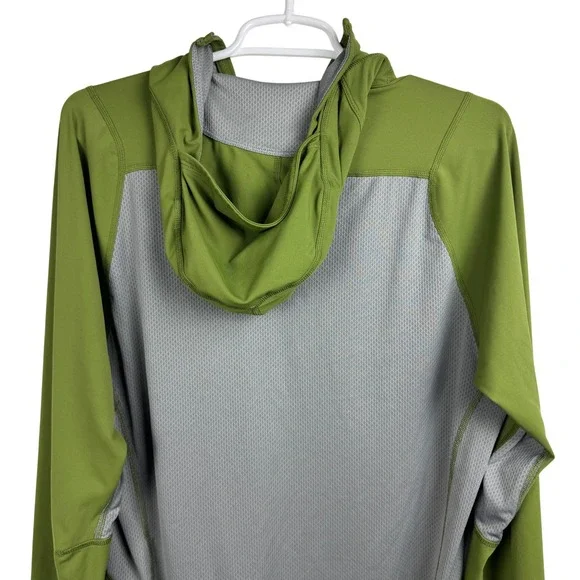 Patagonia Men's Long Sleeve Half Zip Hoodie Olive Green Running Top - Medium - Picture 5 of 8